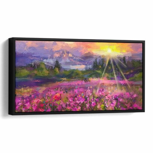1 19 لوحة جدارية - زهور وشروق الشمس