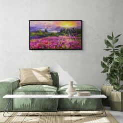 4 20 لوحة جدارية - زهور وشروق الشمس