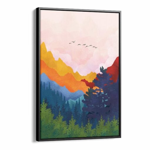 لوحة جدارية –  جبال وأشجار