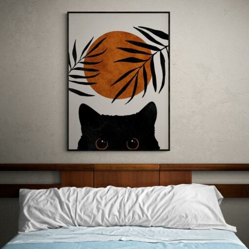18 1 لوحة جدارية - فن بوهيمي قطة