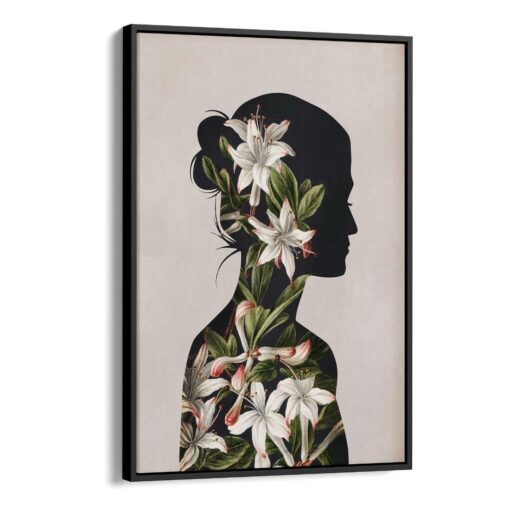 28 1 لوحة جدارية - فن بوهيمي طيف إمراة وازهار