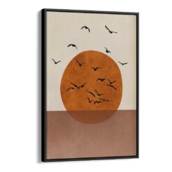 لوحة جدارية – فن بوهيمي طيور وغروب الشمس