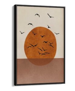 لوحة جدارية – فن بوهيمي طيور وغروب الشمس