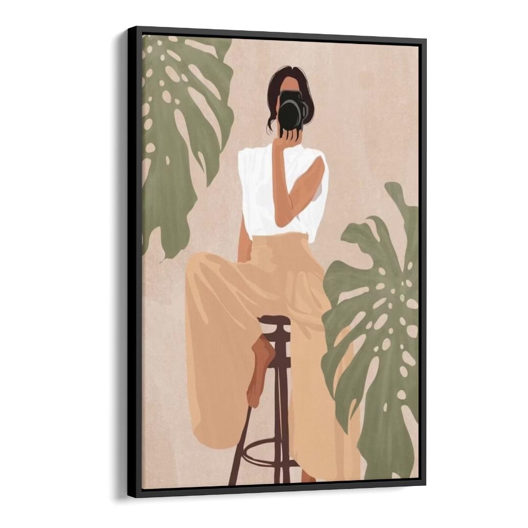 لوحة جدارية – فن بوهيمي امرأة تلتقط صور