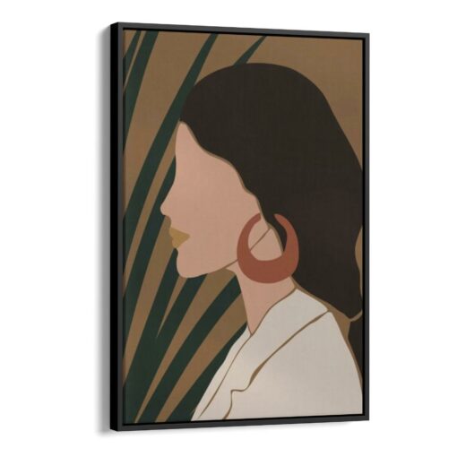 لوحة جدارية – فن بوهيمي امراة تنظر جانباً (2)