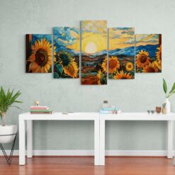 4 لوحة جدارية مقسمة – غروب و دوار الشمس