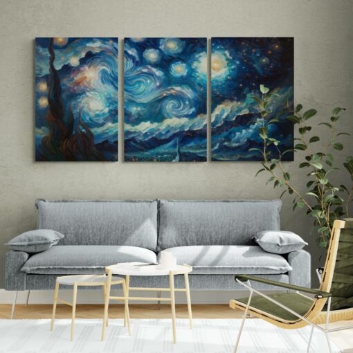 6 لوحة جدارية مقسمة -ليلة السحر الكوني
